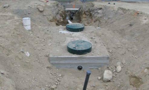 Connections to building sewer and force main to disposal